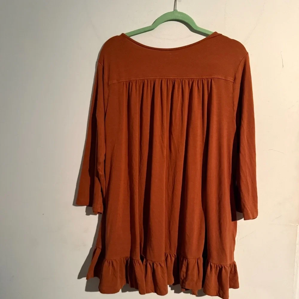 April Cornell XXL Top Embroidered Cottagecore Prarie Boho Floral Tiered Orange - Picture 6 of 6